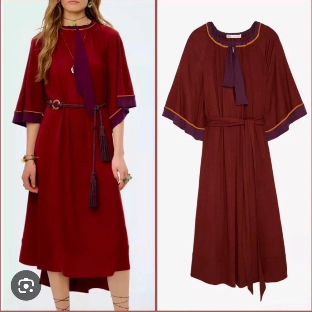 Zara BURGUNDY MIDI DRESS. LIMITED EDITION. NEW WITH TAGS.